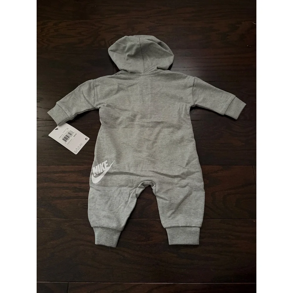 Nike Baby 3M Futura Logo Hooded Romper Dark Grey Heather 5NB954-042
